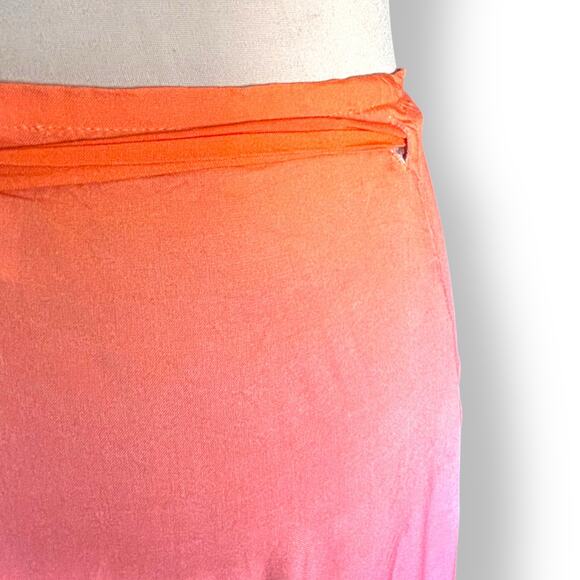 Farm Rio Tropical Toucan Sarong Skirt Tassel Hem Ombre Sunset Wrap Fringe Size P - Picture 4 of 12